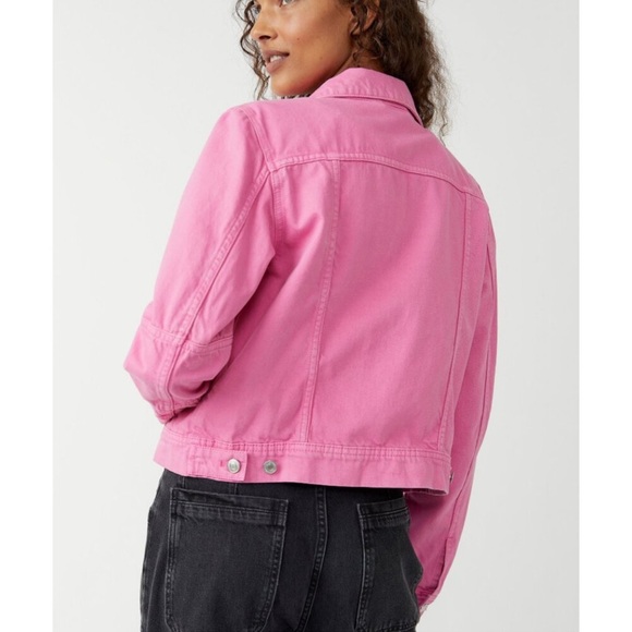 Host Pick!! FREE PEOPLE Rumors Denim Jacket in Sugar Magnolia NWT Size Small - Picture 3 of 6